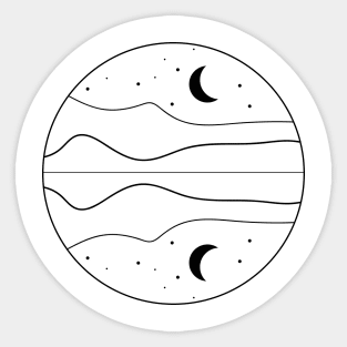 Minimal reflection of a night sky with moon and stars Sticker